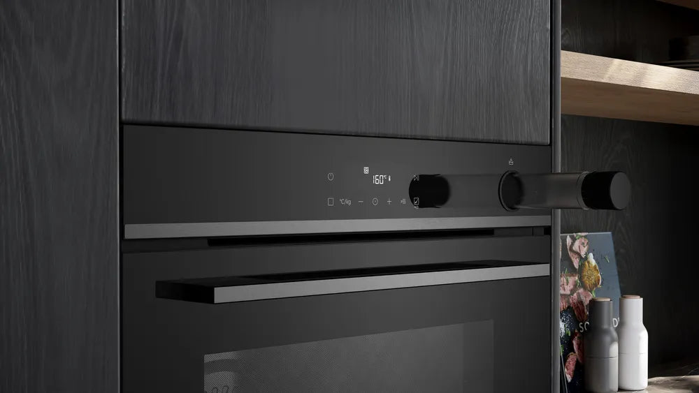 Indbygningsovn med dampfunktion 60 x 60 cm i Sort - IQ300 - Siemens HR472G0B3