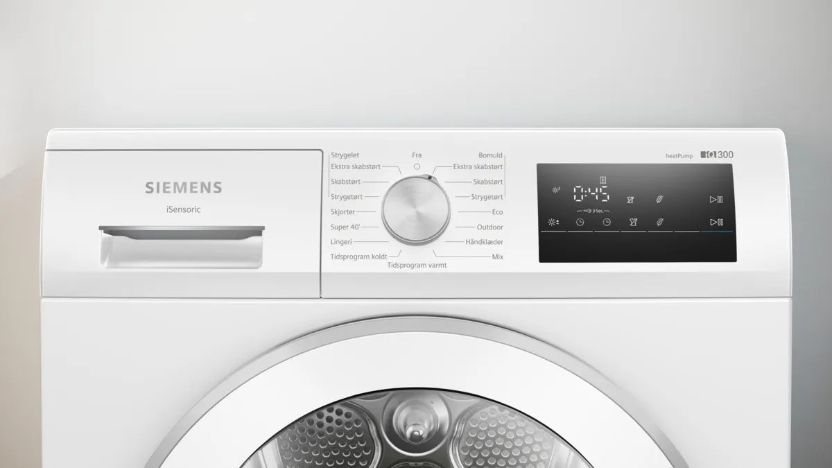 Tørretumbler kondens A++ m/disp. varmepumpe 8kg - Siemens iQ300 - WT45HV0BDN
