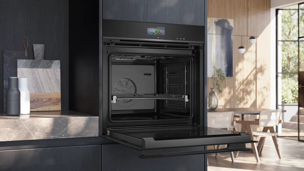 Indbygningsovn med damp 71l EcoClean m/disp A+ - Siemens iQ700 - HS936GCB1 - 60x60 cm