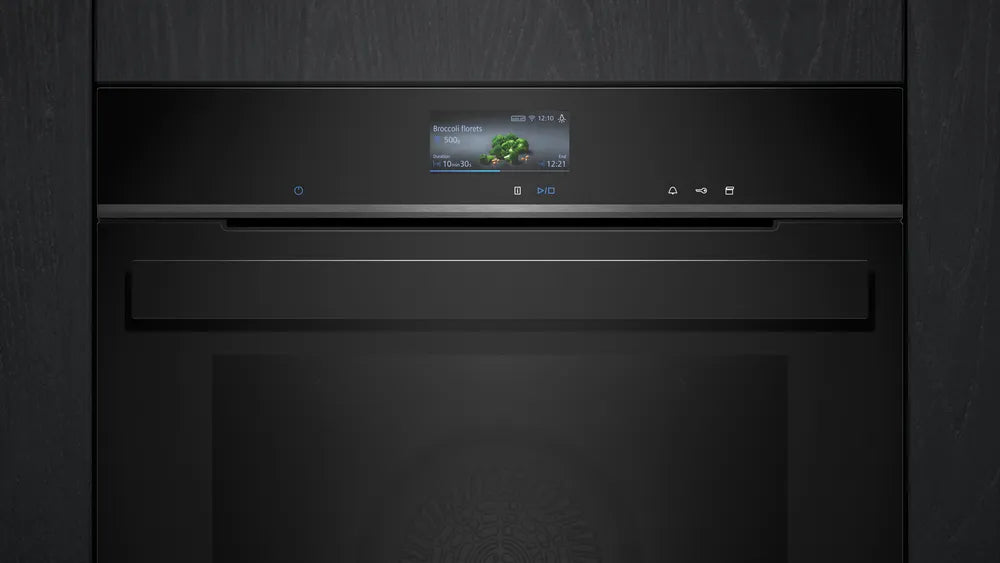 Indbygningsovn med damp 71l EcoClean m/disp A+ - Siemens iQ700 - HS936GCB1 - 60x60 cm