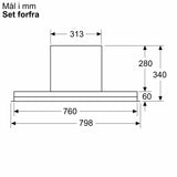 Siemens iQ500 Integreret boksemhætte 80 cm klart glas med sort tryk, Matsort - LJ87BDP60