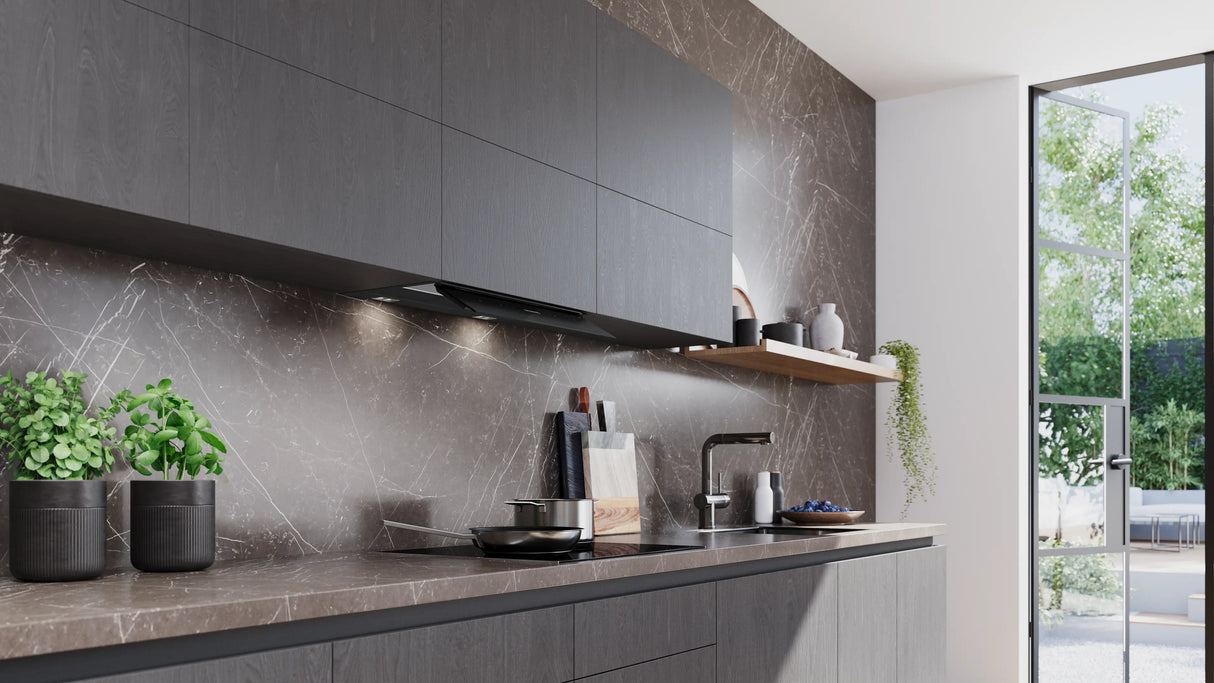 Siemens iQ500 Integreret boksemhætte 60 cm klart glas med sort tryk, Matsort - LJ67BDP60
