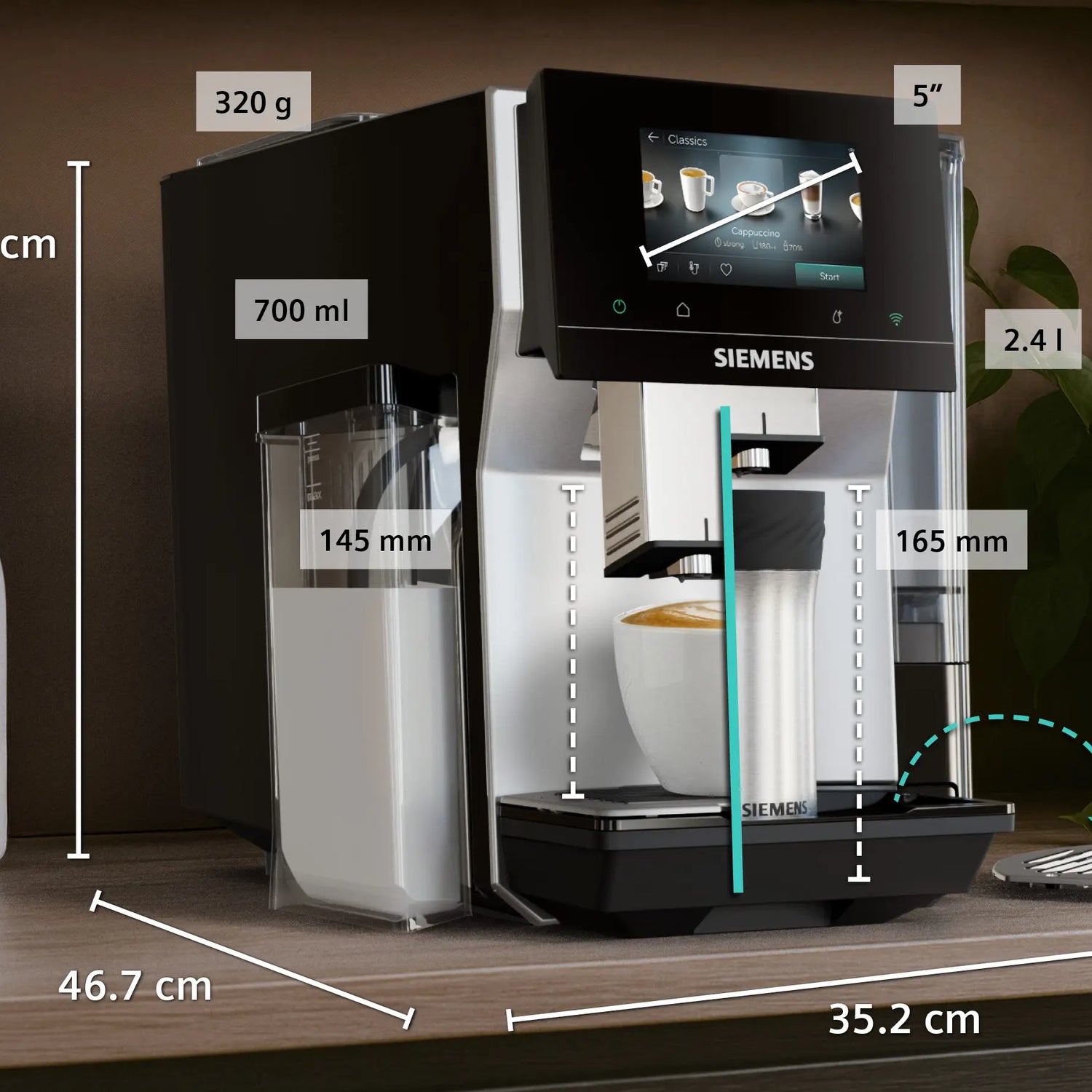 Siemens Fuldautomatisk kaffemaskine EQ700 iAroma Rustfrit stål - TQ723E03