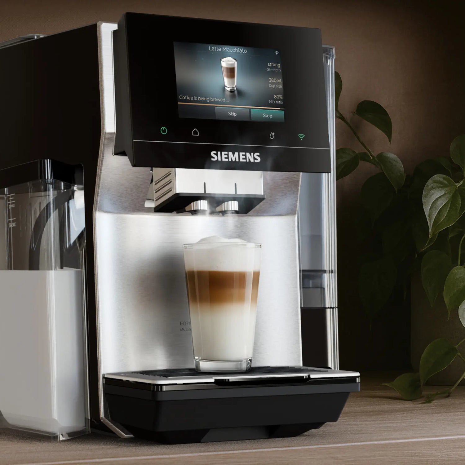 Siemens Fuldautomatisk kaffemaskine EQ700 iAroma Rustfrit stål - TQ723E03