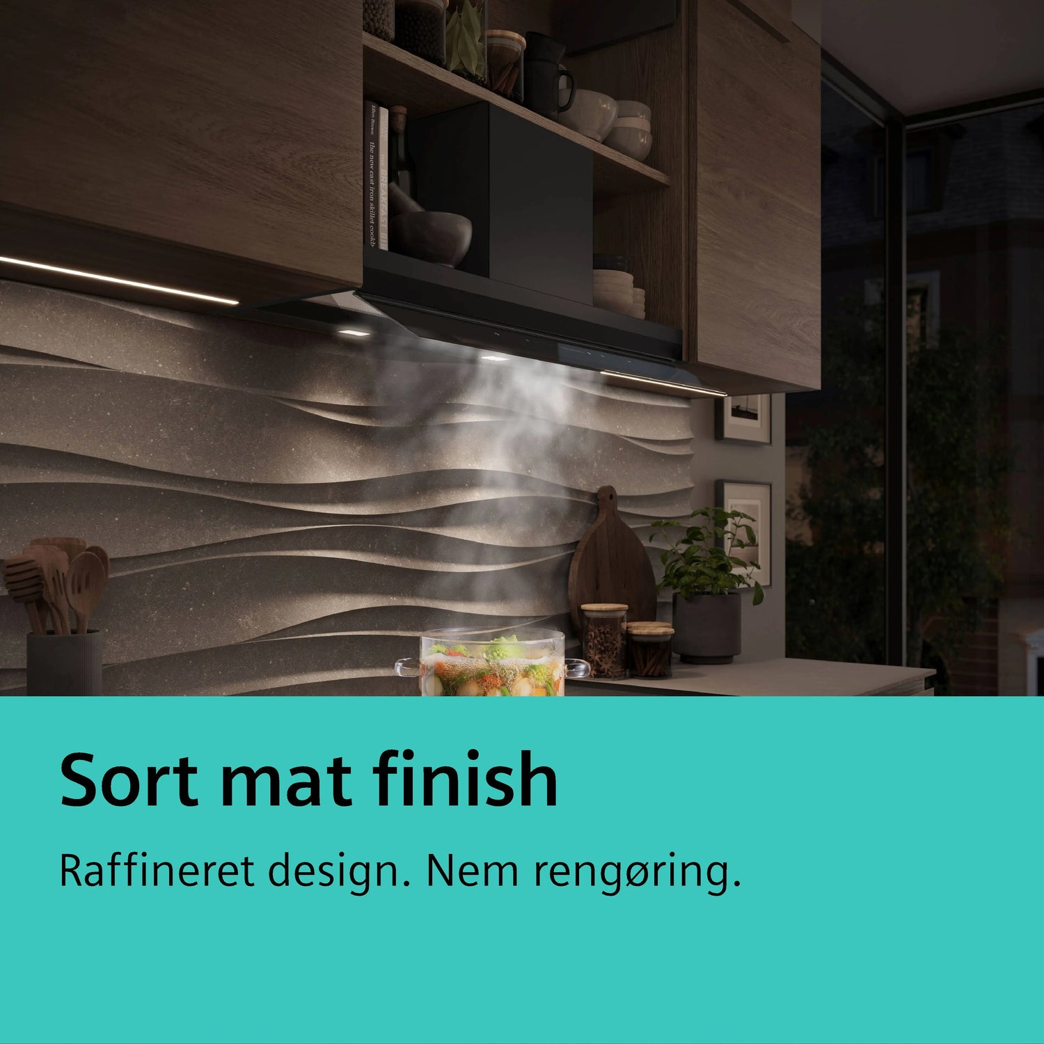 Siemens iQ700 Integreret boksemhætte 80 cm Grå glas sort print, Matsort - LJ89BET65