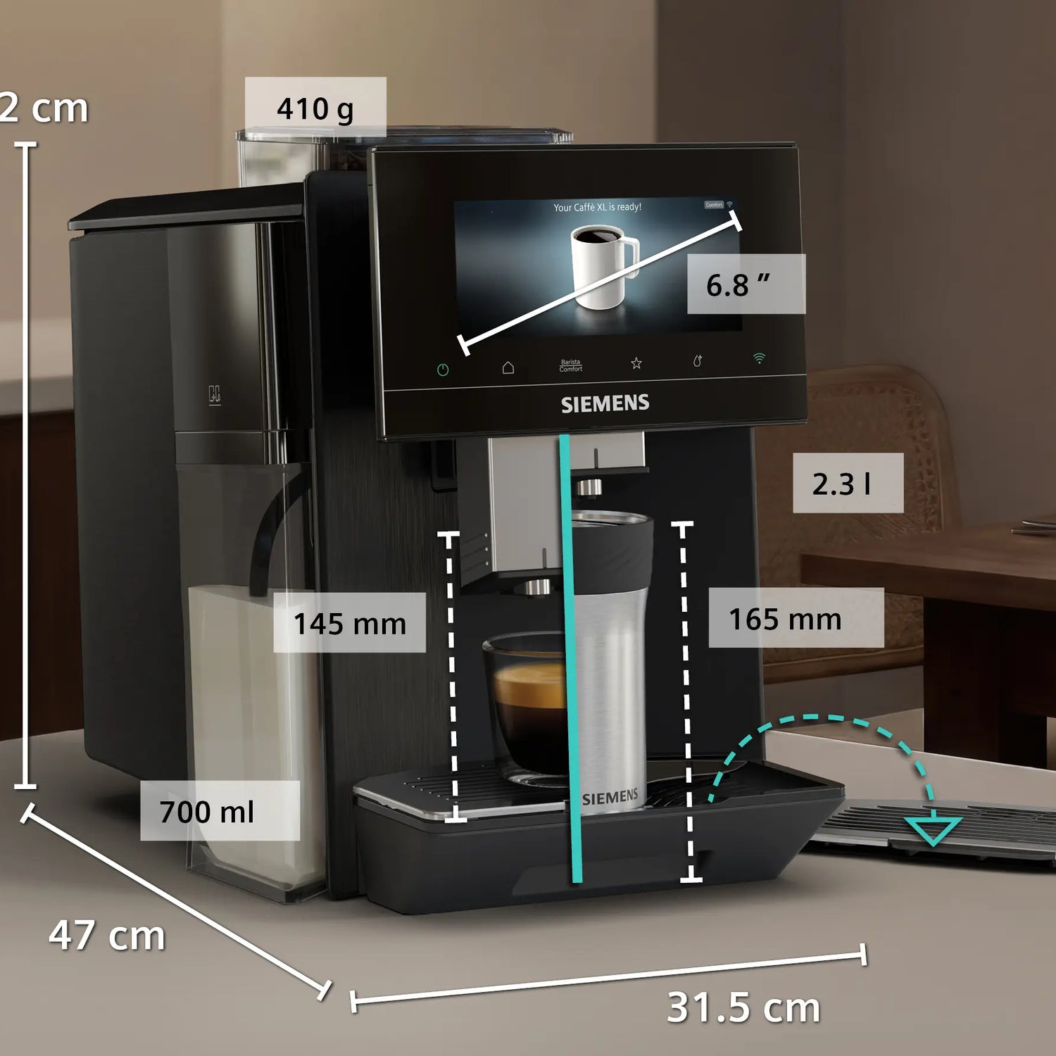 Siemens Fuldautomatisk kaffemaskine EQ900 plus iAroma Mørk rustfrit stål - TQ925EZ5