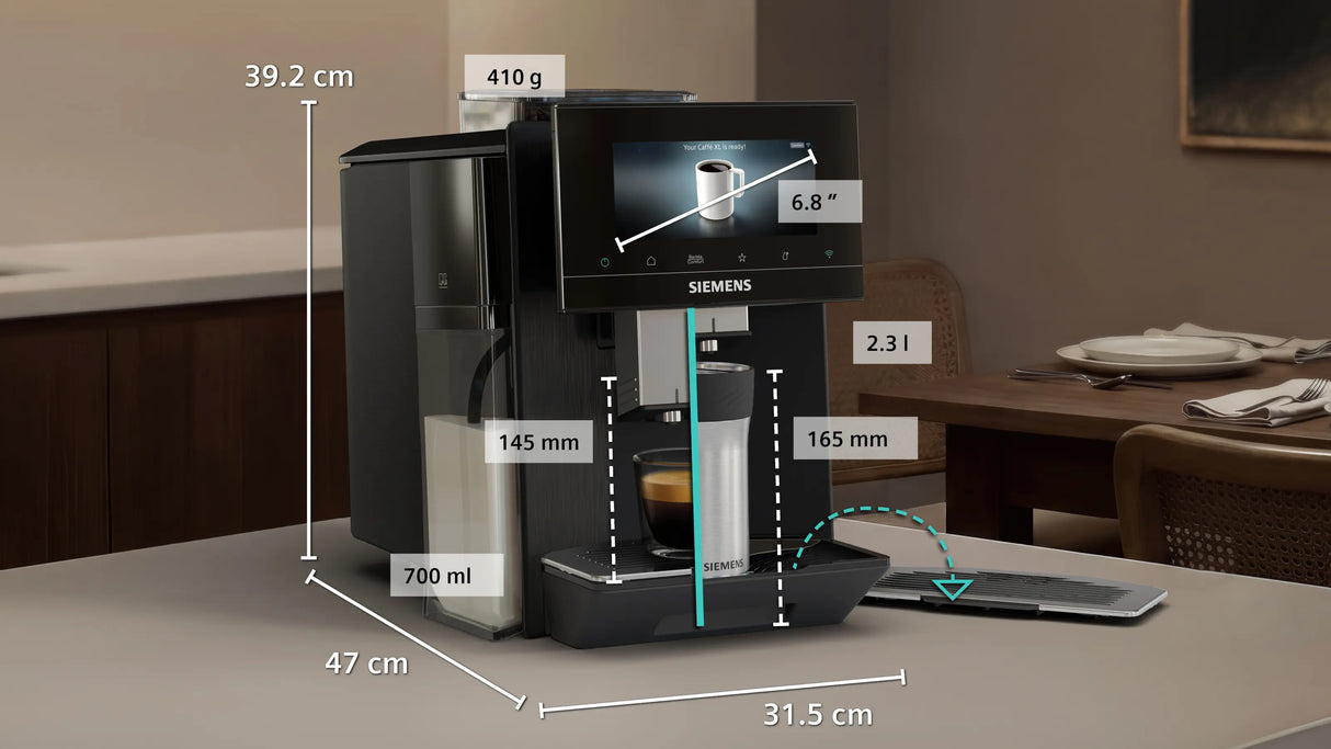 Siemens Fuldautomatisk kaffemaskine EQ900 plus iAroma Mørk rustfrit stål - TQ925EZ5