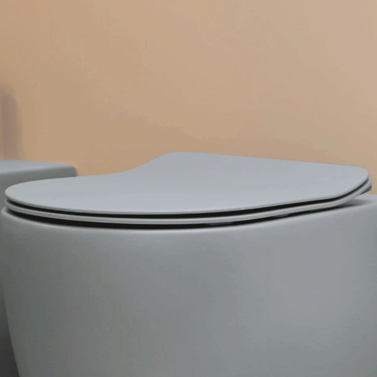 GLOMP SLIM TOILETSÆDE M/SOFT CLOSE, MATGRÅ