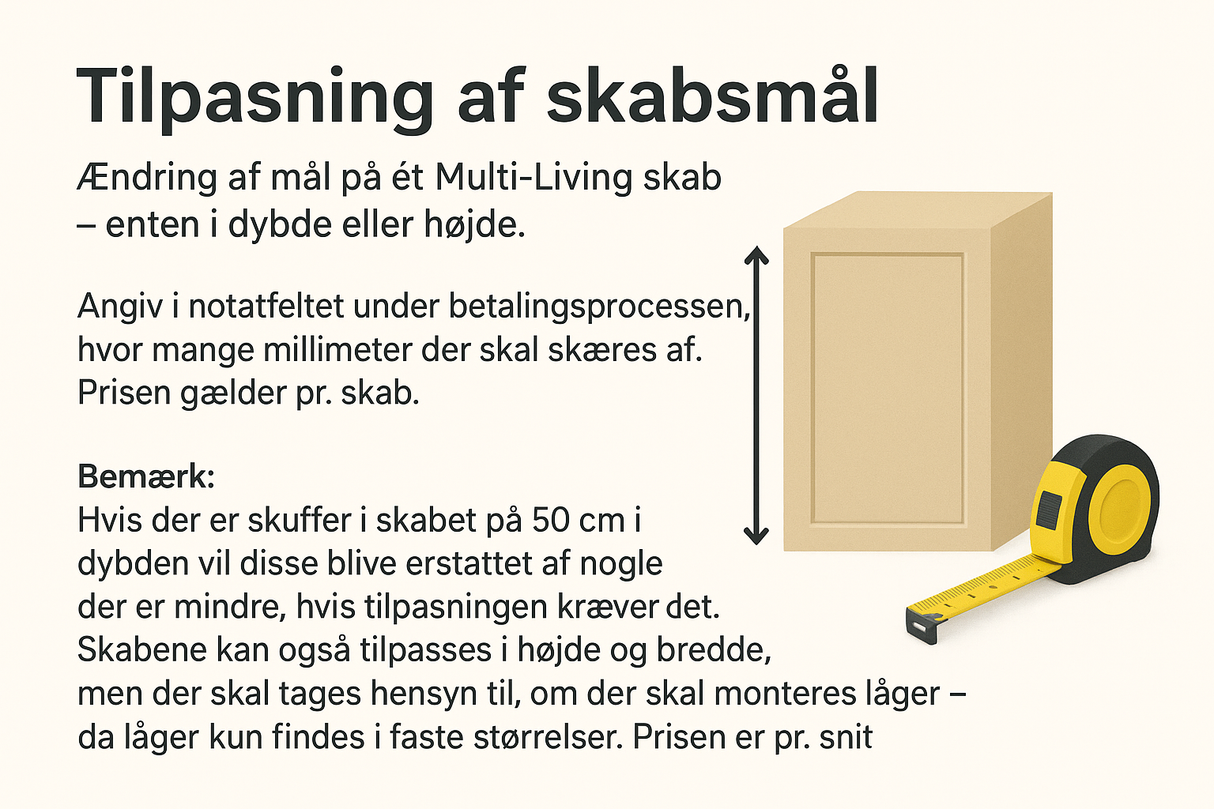 Multi-Living Nedskæring af skabsstørrelse - Multi-Living skabe