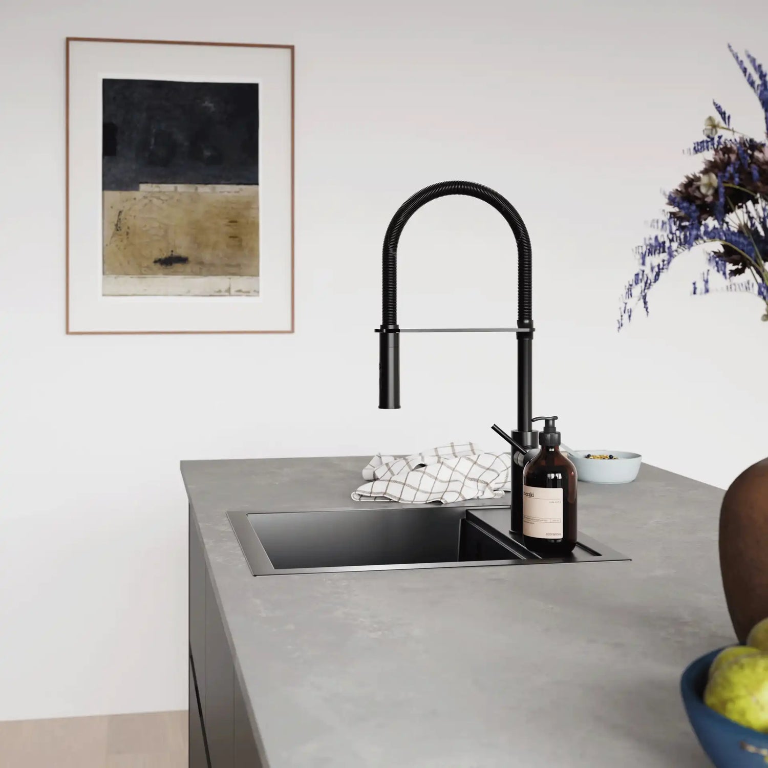 KUBUS 020 KØKKENARMATUR M/UDTRÆK, MATSORT/MATSORT