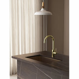 KUBUS 140 RS ROUND KØKKENARMATUR, PVD MESSING