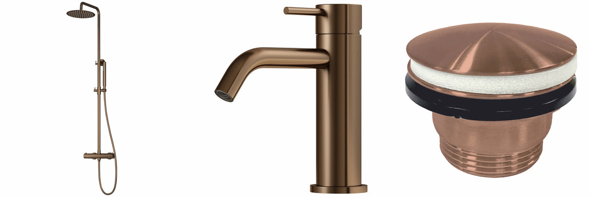 Samlet bruser og armatur sæt i pvd Kobber