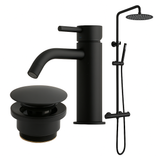 Samlet bruser og armatur sæt i mat sort