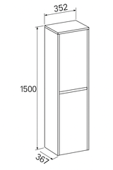 Badhøjskab fra Nordskab i røget eg finer - B 352 x H 1500 x D 367 mm - vendbar låge