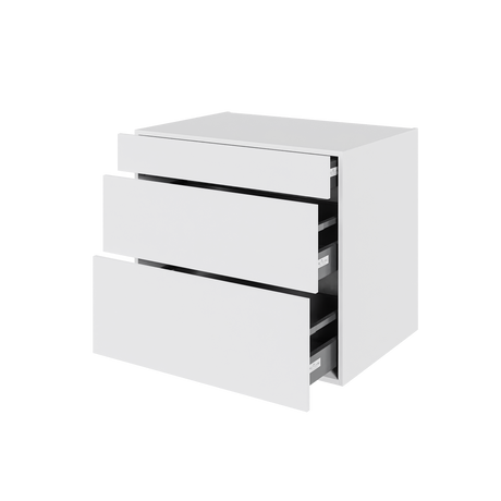 Multi-Living Køkken skuffeskab i Hvid Front H: 70,4 cm D: 60,0 cm - 3 skuffer deludtræk og softluk - Bredde: 80 cm