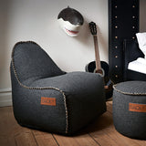 Cobana Junior Lounge Chair & Pouf Black