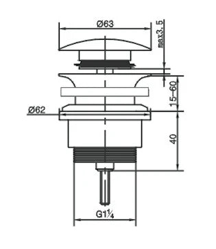 Bundventil til Marmorline badbordplader - Sort