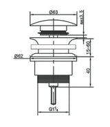 Bundventil til Marmorline badbordplader - Sort