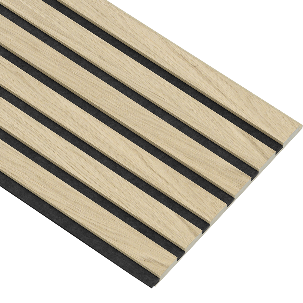 Akustikpaneler i almindelig kerne i natur ubehandlet - vælg mellem forskellige farve filt - Mål: 16 × 300 × 2400 mm