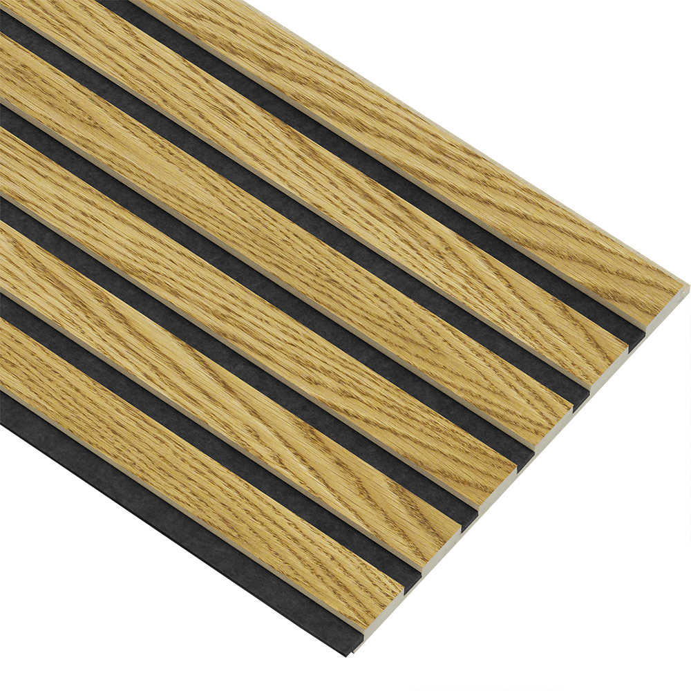 Akustikpaneler i almindelig kerne i brun oliering - vælg mellem forskellige farve filt - Mål: 16 × 300 × 2780 mm