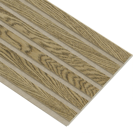 Akustikpaneler i almindelig kerne i mørkebrun oliering - vælg mellem forskellige farve filt - Mål: 16 × 300 × 2780 mm