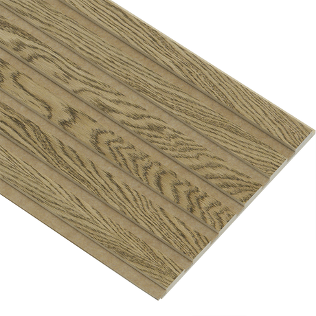 Akustikpaneler i almindelig kerne i mørkebrun oliering - vælg mellem forskellige farve filt - Mål: 16 × 300 × 2780 mm