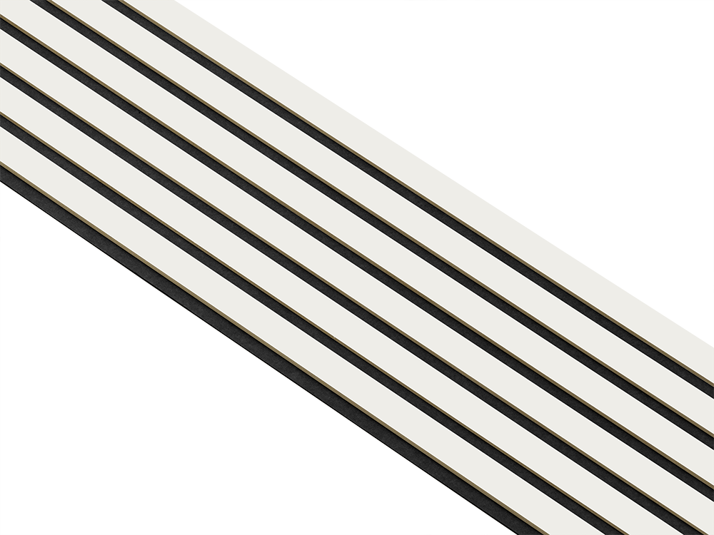 Akustikpaneler i almindelig kerne hvid malet - vælg mellem forskellige farve filt - Mål: 16 × 300 × 2780 mm