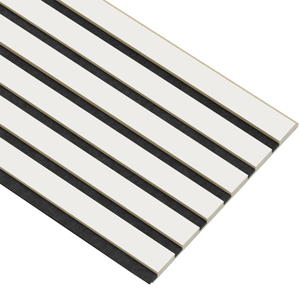 Akustikpaneler i almindelig kerne hvid malet - vælg mellem forskellige farve filt - Mål: 16 × 300 × 2780 mm