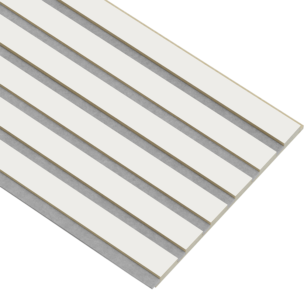 Akustikpaneler i almindelig kerne hvid malet - vælg mellem forskellige farve filt - Mål: 16 × 300 × 2780 mm