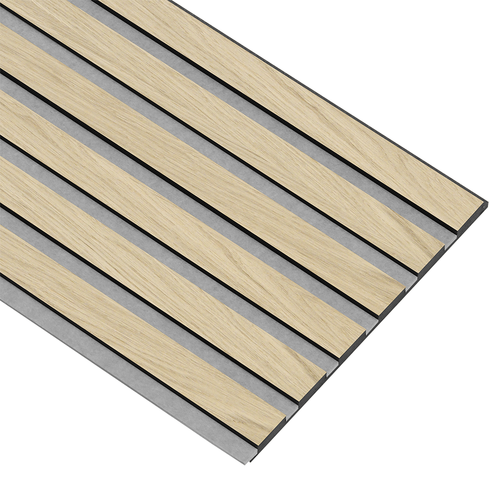 Akustikpaneler i sort kerne i natur ubehandlet - vælg mellem forskellige farve filt - Mål: 17 × 300 × 2780 mm