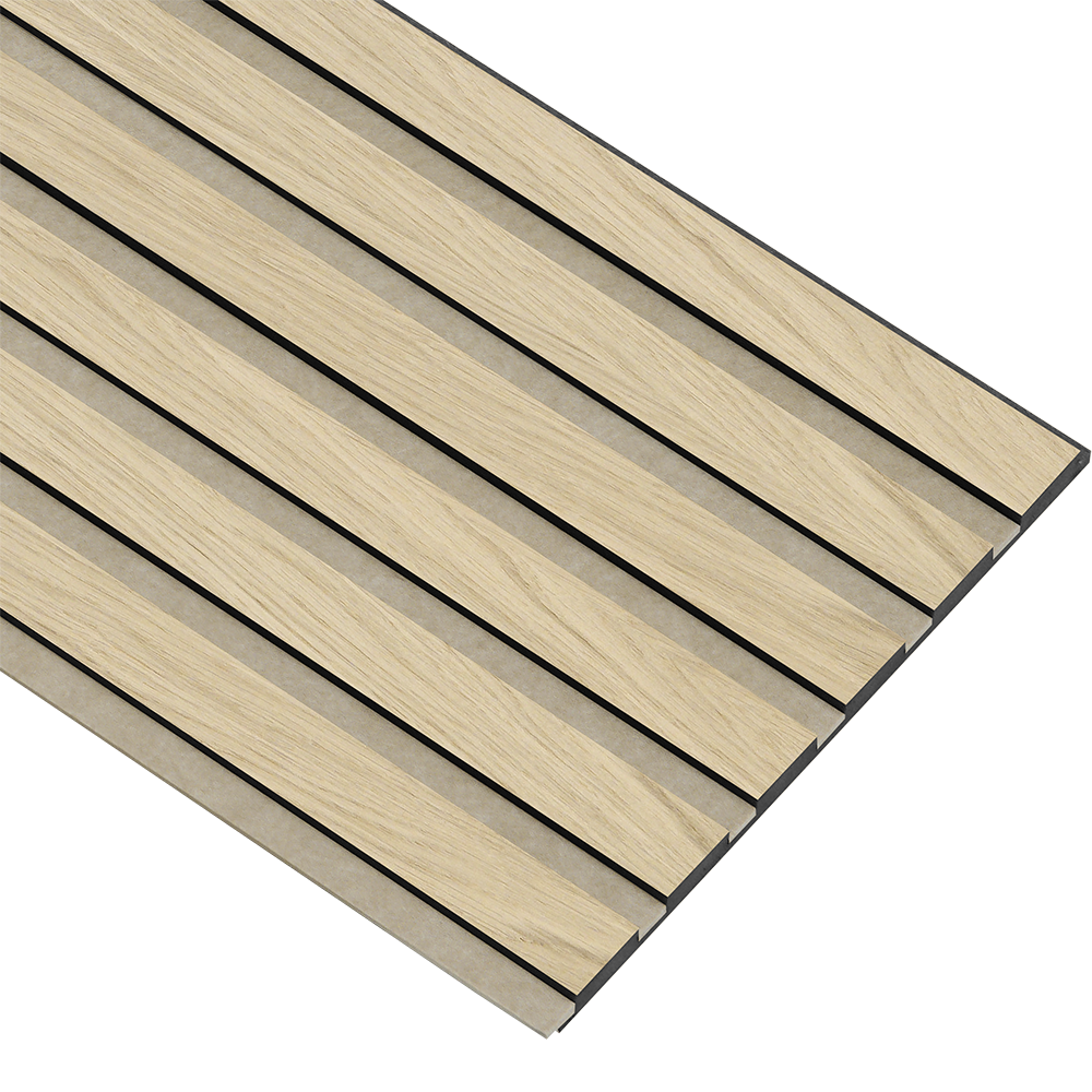 Akustikpaneler i sort kerne i natur ubehandlet - vælg mellem forskellige farve filt - Mål: 17 × 300 × 2780 mm