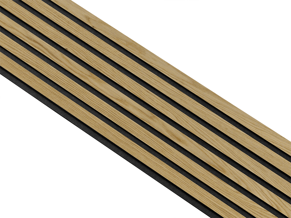 Akustikpaneler i sort kerne i klar oliering - vælg mellem forskellige farve filt - Mål: 17 × 300 × 2400 mm