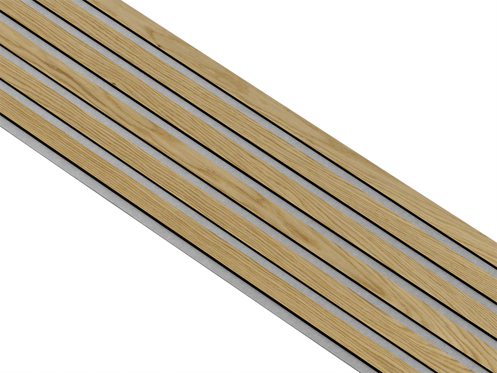 Akustikpaneler i sort kerne i klar oliering - vælg mellem forskellige farve filt - Mål: 17 × 300 × 2400 mm