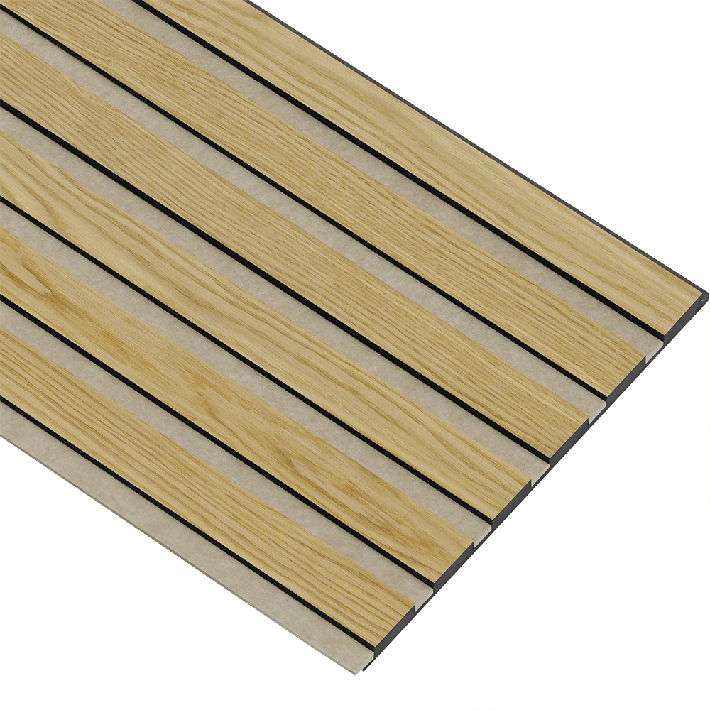 Akustikpaneler i sort kerne i klar oliering - vælg mellem forskellige farve filt - Mål: 17 × 300 × 2400 mm