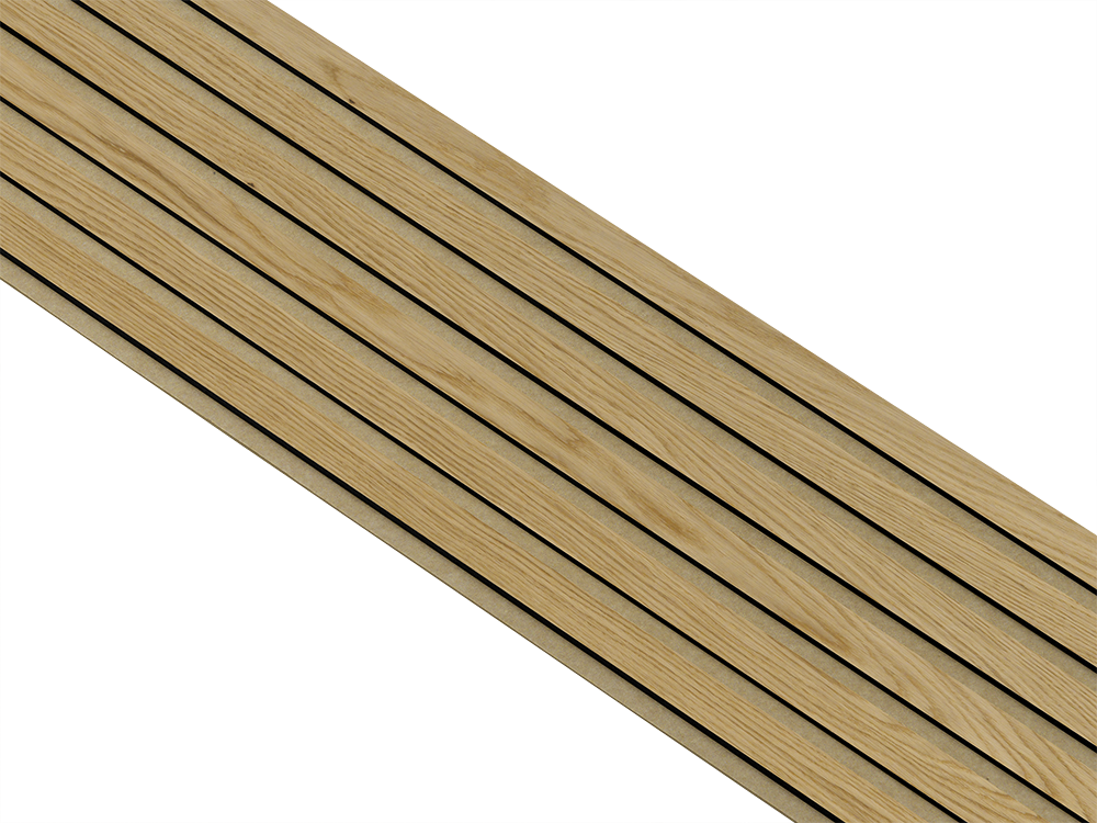 Akustikpaneler i sort kerne i klar oliering - vælg mellem forskellige farve filt - Mål: 17 × 300 × 2400 mm