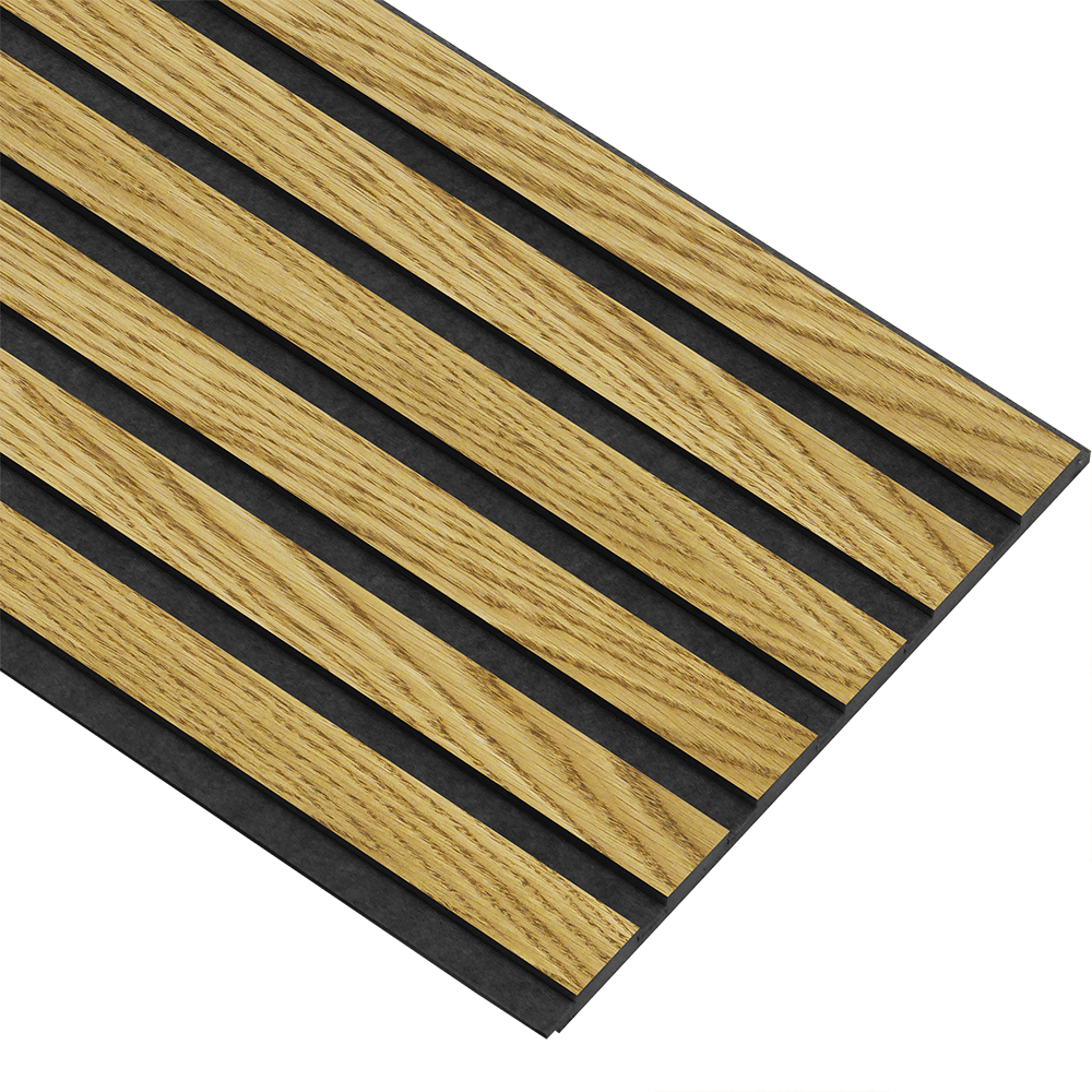 Akustikpaneler i sort kerne i brun oliering - vælg mellem forskellige farve filt - Mål: 17 × 300 × 2780 mm