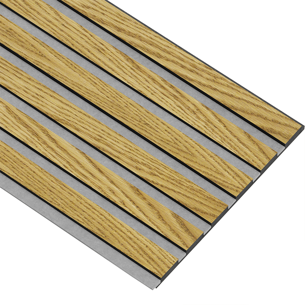 Akustikpaneler i sort kerne i brun oliering - vælg mellem forskellige farve filt - Mål: 17 × 300 × 2780 mm