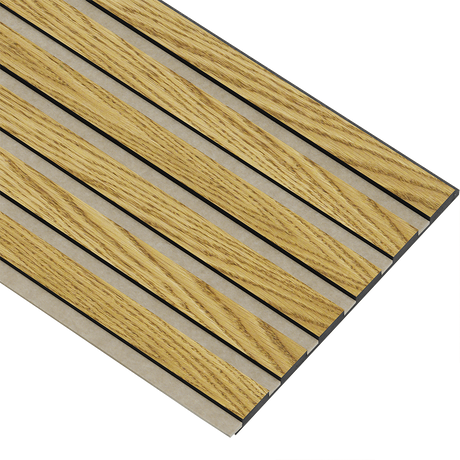 Akustikpaneler i sort kerne i brun oliering - vælg mellem forskellige farve filt - Mål: 17 × 300 × 2780 mm