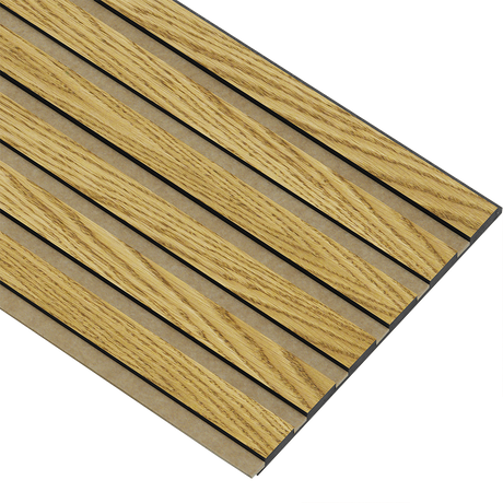 Akustikpaneler i sort kerne i brun oliering - vælg mellem forskellige farve filt - Mål: 17 × 300 × 2780 mm