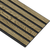 Akustikpaneler i sort kerne i mørkebrun oliering - vælg mellem forskellige farve filt - Mål: 17 × 300 × 2780 mm