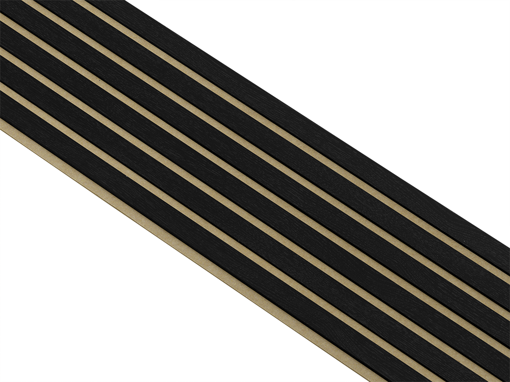 Akustikpaneler i sort kerne i sort malet - vælg mellem forskellige farve filt - Mål: 17 × 300 × 2780 mm