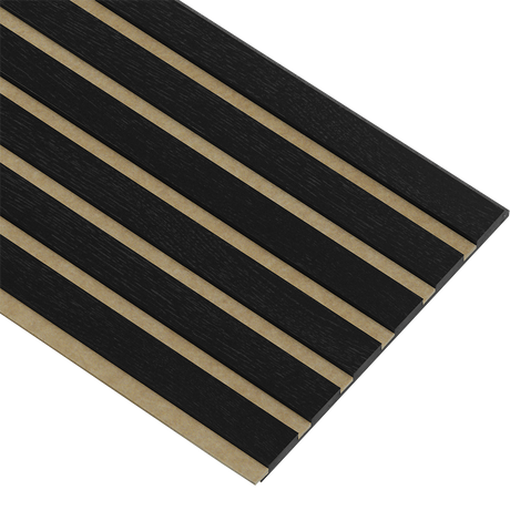 Akustikpaneler i sort kerne i sort malet - vælg mellem forskellige farve filt - Mål: 17 × 300 × 2780 mm