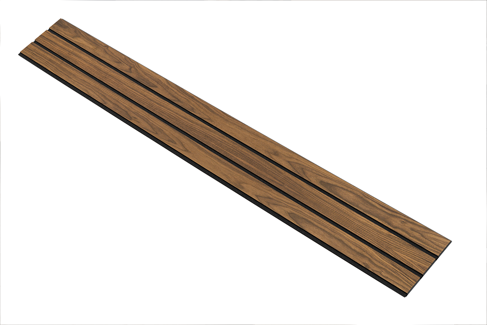 I-Wood Basic 3-lamel paneler med valnød finer, sort kerne i klar oliering - mål 17 x 300 x 2780 mm