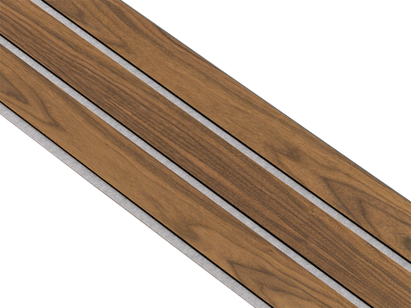 I-Wood Basic 3-lamel paneler med valnød finer, sort kerne i klar oliering - mål 17 x 300 x 2780 mm