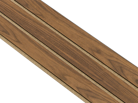 I-Wood Basic 3-lamel paneler med valnød finer, sort kerne i klar oliering - mål 17 x 300 x 2780 mm