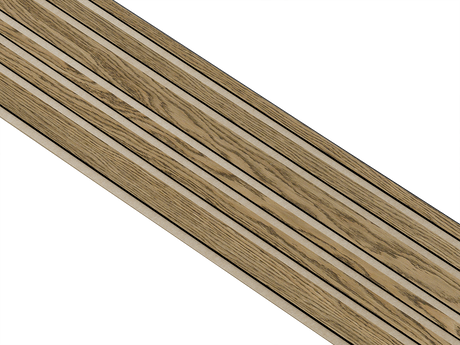 I-Wood Basic Mixed listebredde paneler, i sort kerne, mørkebrun oliering  - mål 17 x 300 x 2780 mm