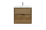 Mørkolieret snedkerbadmøbel med grebsliste fra Nordskab i bredde 60 cm med mat hvid badbordplade