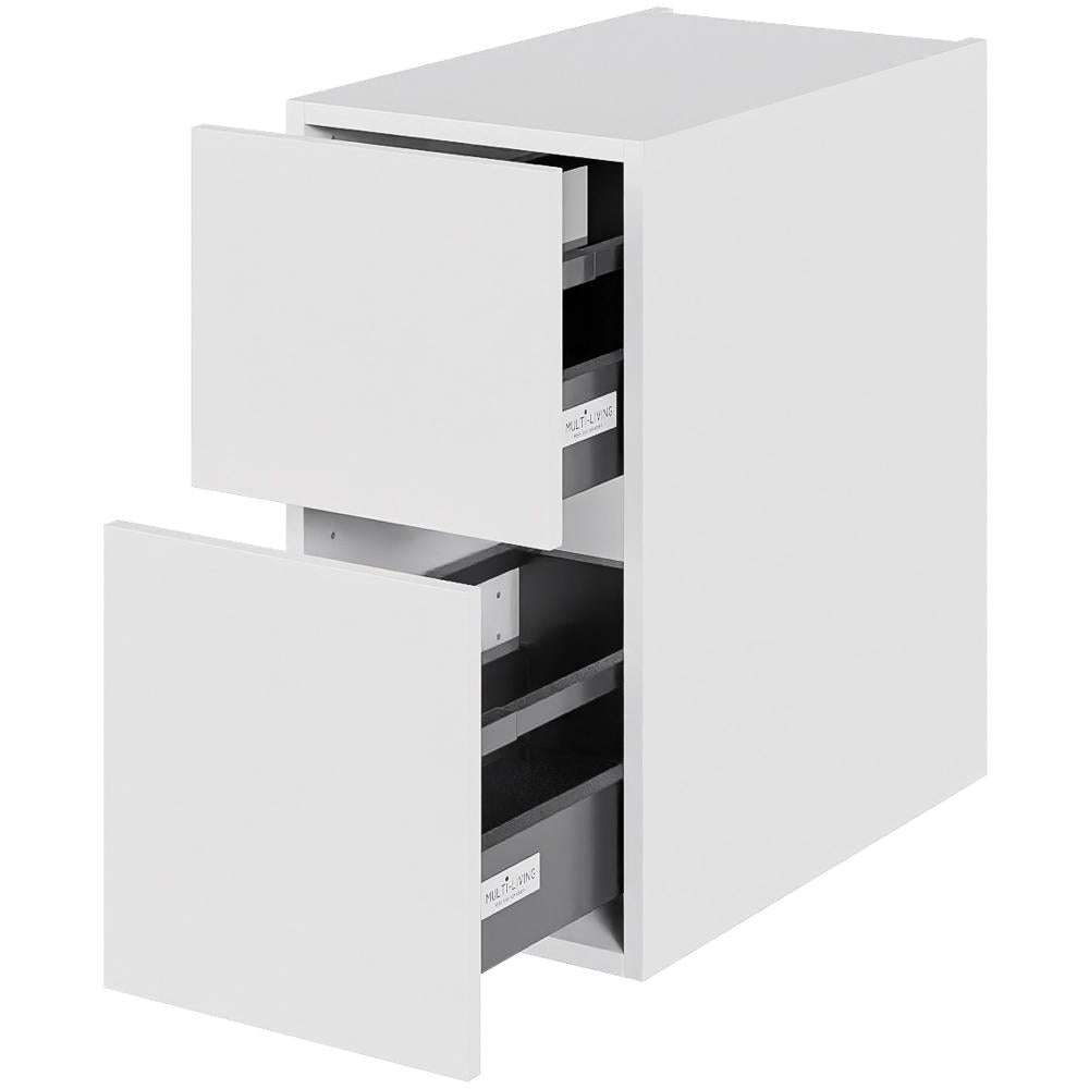 Multi-Living Bad skuffeskab 30 cm med 2 skuffer Dybde 51cm - fuldudtræk Malet Hvid Front
