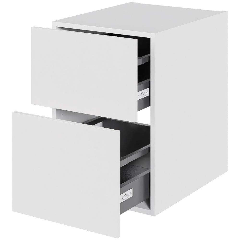 Multi-Living Bad skuffeskab 40 cm med 2 skuffer Dybde 51cm - fuldudtræk Malet Hvid Front