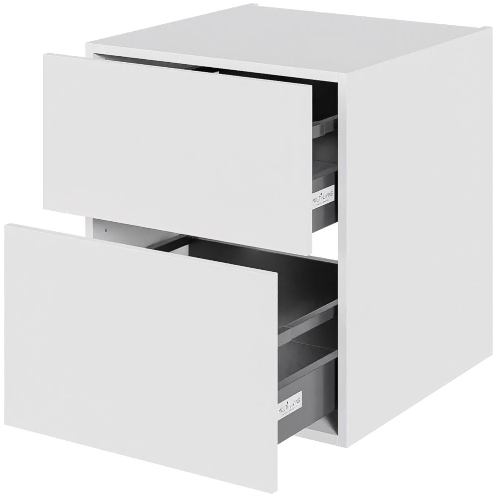 Multi-Living Bad skuffeskab 50 cm med 2 skuffer Dybde 51cm - fuldudtræk Malet Hvid Front